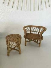 8 ⚜️ Ensemble Mobilier Pour Poupée Canapé Avec Table En Osier Et Rotin Vintage Ensemble canapé price