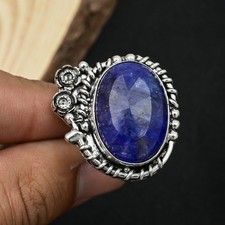 Bague En Argent Sterling 925 Main Burmise Sapphire Pierre Bleue Taille US 7 Sapphire bague price