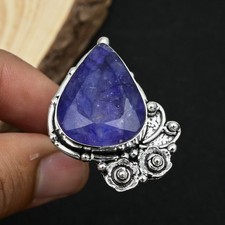 Burmise Sapphire Bague Artisanale en Argent 925 Taille US 9.5 Sapphire bague price