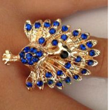 Bague ,Forme de paon, incrusté de gemmes sapphire,Peut être ajustée 54 57 Sapphire bague price