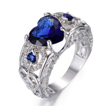 Extraordinaire Bague pl. Argent "Royal Sapphire Heart" - Env. de France immédiat Sapphire bague price
