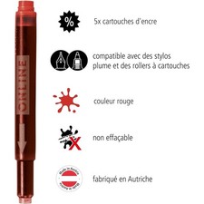 Cartouches d'encre - Rouge - Encre non effaçable - Pour stylo plume et roller - Stylo cartouche et encre price