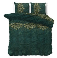 Parure Lit Housse de Couette 140x220+1 Taie Oreiller Coton Mélangé Vert émeraude Couvre-lit & parure price