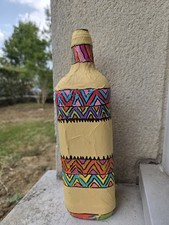 Hand Painted Decorative Glass Bottle Folk Art Geometric Pattern Vase Decorative Bottle price