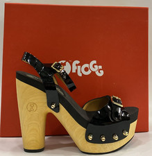 FLOGG Chaussures Mod. W Platform Cuir+Bois Hêtre Boucle Noires EU37 UK4 EVO Platform chaussures price