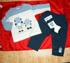 ENSEMBLE 3 mois 6 mois polo pantalon chaussette ROBOT BROTHERS BEBE NEUF garçon Chaussettes ensemble garçon price