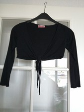 Boléro en coton noir, manches longues, taille unique, Bouton rouge Bolero price