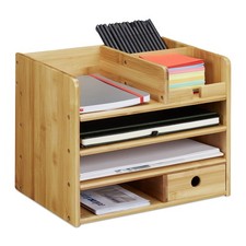 Organiseur de bureau en bambou Range-documents A4 2 tiroirs 4 compartiments Bureau tiroir Unit price