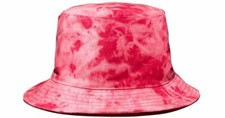 New Womens AQUA Tie Dye Cotton Pink Bucket Hat Cap One Size Fabric Dye price