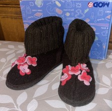 CHAUSSONS Laine Fille Hiver Marron Fleur Mod8 T 29 Neufs Chaussons fille price