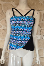 Haut de tankini asymétrique bleu et noir neuf (li) Tankini price