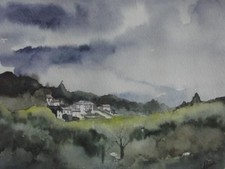 Aquarelle originale signée Paysage de l'Isère "Un petit coin de Coublevie" Peinture aquarelle price