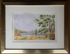 tableau aquarelle de Délia Vignes: rivages d'un lac Peinture aquarelle price