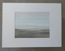 Tableau aquarelle signé paysage campagne dunes 40 cm x 30 cm avec signature Peinture aquarelle price