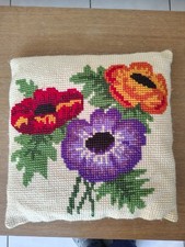 Coussin brode main  décoration canape lit carre de  41cm motif fleur oreiller Canapé lit price