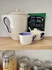 ensemble service thé théière pot à lait et pot à sucre blanc et lilas ondulé Ensembles thé / théière price