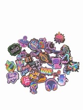 Lot x10 Stickers Néon Kawaii Cartoon Noir Cute Glow DIY Planner Scrapbooking Planner price