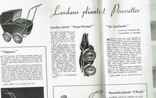 LANDAUS PLIANTS ET POUSSETTES 1950  2 PAGES  article de presse  / clipping press Poussettes et landaus price