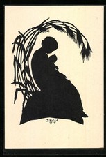 Carte postale d'artiste mère avec bébé, coupe en ciseaux Bébé ciseaux price