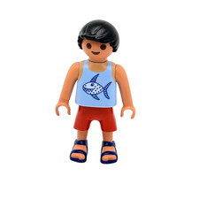 PLAYMOBIL * ENFANT MODERNE * Garçon Débardeur Bleu Poisson Short Rouge 9421 Short garçon price
