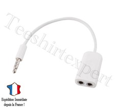 ADAPTATEUR CABLE AUDIO JACK CASQUE ECOUTEUR DOUBLE 3.5 NEUF 1 MALE 2 FEMELLE !! Audio câble price