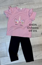 Orchestra SHEIN 5 / 6 Ans Fille : T Shirt Licorne Et Legging Noir Été TBE Leggings fille price
