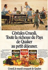 PUBLICITE ADVERTISING   1988   QUAKER    céréales au petit déjeuner Petit-déjeuner Cereal price