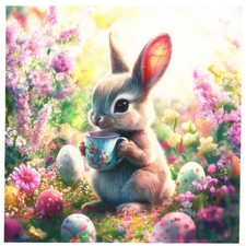 Serviettes en papier Pâques lapin au jardin oeufs. Napkins easter rabbit eggs Eggs price