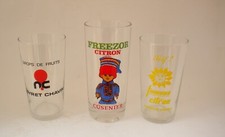 Lot de 3 verres anciens à Limonade jus de fruits,Neyret chavin ,freezor ,famous Lemonade et Fruit Juice price