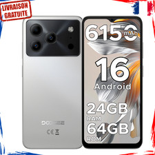 Smartphone DOOGEE Note 56 Android 16 Écran 6,56" Batterie 6150mAh 24Go + 64Go Vidéo appareil photo batteries price