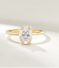 Bague anniversaire FN solitaire diamant or jaune 14 carats taille ovale créée... Diamant Solitaire bague price