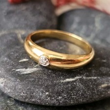 Bague Solitaire Vermeil Argent 925 Pl. Or 3 M Sertie Diamant 0.01ct Taille 55 Diamant Solitaire bague price