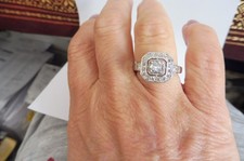 Bague style Art Deco argentée sertie zircons imitation diamant solitaire  T 54 Diamant Solitaire bague price