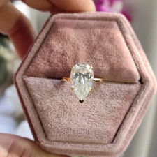 Bague solitaire diamant blanc traité certifié 3,92 ct en argent 925 grande br... Diamant Solitaire bague price
