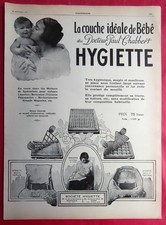 Publicité de presse: La Couche Idéale de BEBE l'HYGIETTE du Dr CHABBERT  1927 Bébé couche price