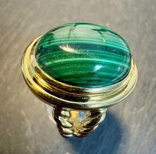 Argent Massif et Malachite, Grosse Bague T 59-Pierre Naturelle-Vermeil-Plaqué Or Or bague price