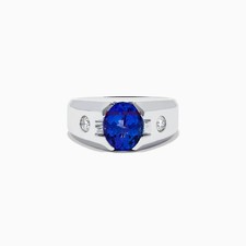 Bague Pour Homme En Argent Plaqué Or Blanc 14k Avec Saphir Bleu Cultivé #005 Or bague price