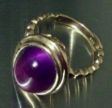 Argent Massif Vermeil-Améthyste Bague T 53 Plaqué Or Solitaire 925 Style Vintage Or bague price