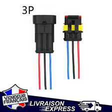 LOT 2 CONNECTEUR ÉTANCHE 3 FILS ÉLECTRIQUE AUTO MOTO CAMION COSSE BROCHES [115] Électrique moto price