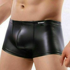 Boxer homme sexy sous vêtement simili cuir taille moyenne malle pochette caleç Boxer homme price
