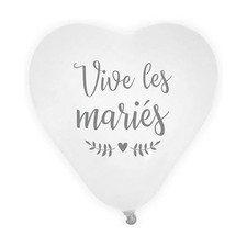 8 Ballons - Forme de cœur - Blanc - Vive les mariés - Décoration - Mariage - A g Ballons price