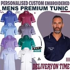 Personnalisé Brodé Hommes Premium Tunique Santé Soin Staff Salon Spa Soin de la poitrine price