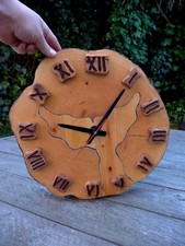 Grande horloge murale en bois, neuve, faite main, artisanale, art maison, boutique bureau pub B Wooden mur Art price
