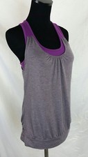 Athleta Purple Gray Layered Built In Bra Racerback Tank Top Size XSMALL Fitwear (fitness vêtements) price