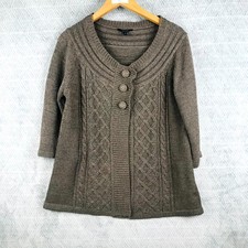 Zamba Cardigan Femme 4 Marron Maille Câblée Manches 3/4 3-Boutons Doux et Chaud Pull et Cardigan et maille femme price