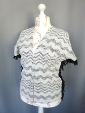 Joli Cardigan "MIM" avec frange gris et blanc Taille: L FR44 US12 UK16 EUR42 Pull et Cardigan et maille femme price