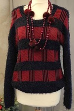 Pull maille duveteuse rouge noir - lcl et maintenant - taille 38 40 Pull et Cardigan et maille femme price