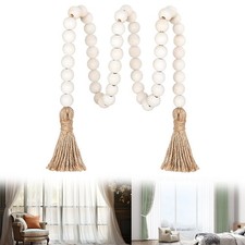 Attaches Rideau Rustique Perles en Bois String avec Accent Gland Longueur 39 Pou String rideau price