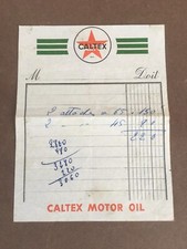 Ancienne petite facture Caltex Motor Oil / Vieux papiers / Garage / Huile / Auto Motor huile price