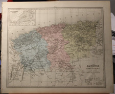 Carte et texte de 1880 - ALGERIE 43 x 36 cm - tirés de l'Atlas FISQUET PILON Tires price